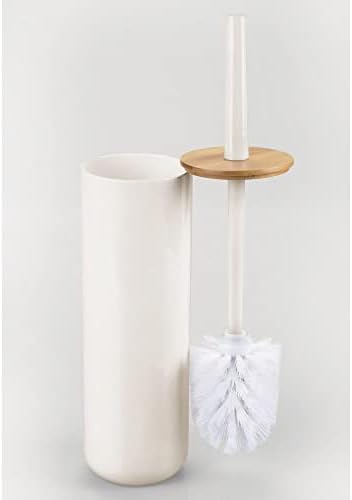 mDesign Пластмасова Четка за тоалетна / Бамбук капак - Комплект от 2 теми; Органайзер за съхранение в банята; Декоративни Аксесоари