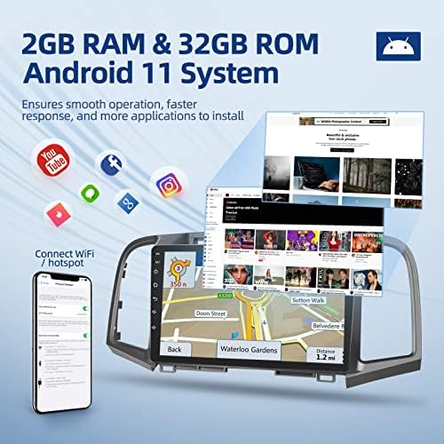 [2 + 32 GB] Автомагнитола Android 11 за Toyota Venza 2008-, стерео с докосване на екрана 9 инча, Apple Carplay и Android Auto / 1080P/ Hi-Fi Аудио/ Bluetooth / GPS/ WiFi + Резервна камера + микрофон + колан кабели JBL