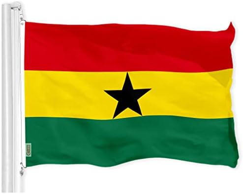 Флаг на Гана G128 Ghana | 3x5 фута | LiteWeave Pro Series от 150D полиестер с принтом | Флаг на страната, вътре / вън, ярки цветове,