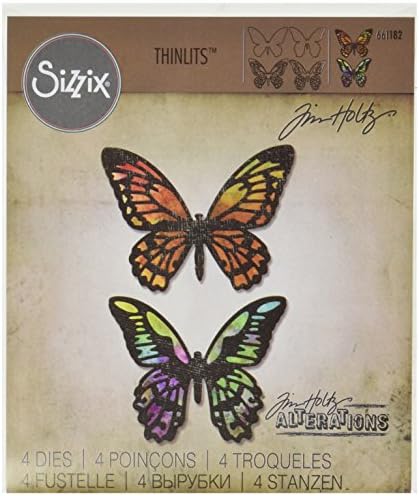 Комплект печати Sizzix 661182 с детализированными пеперуди Thinlits от Тим Хольца (4 броя в опаковка)