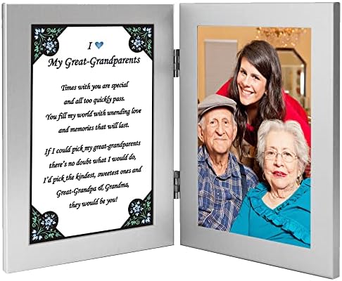 Поетичен подаръци Подарък прабабушке и от дядо на внук, рамка с прабаба и дядо, добавяне на снимка с размери 4x6 инча