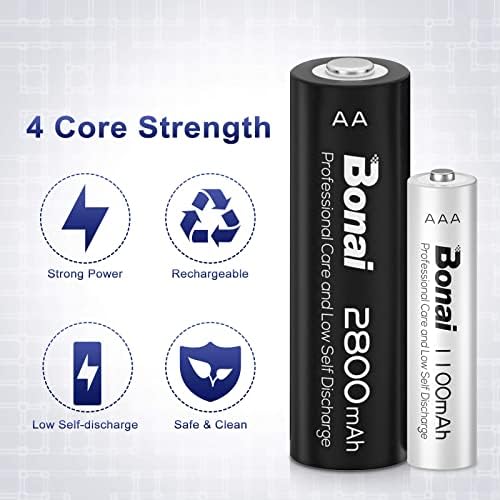 Акумулаторни батерии BONAI AAA 1100mAh Triple-A Ni-MH Батерия с нисък саморазряд 1.2 (24 опаковки) с перезаряжаемыми батерии AA